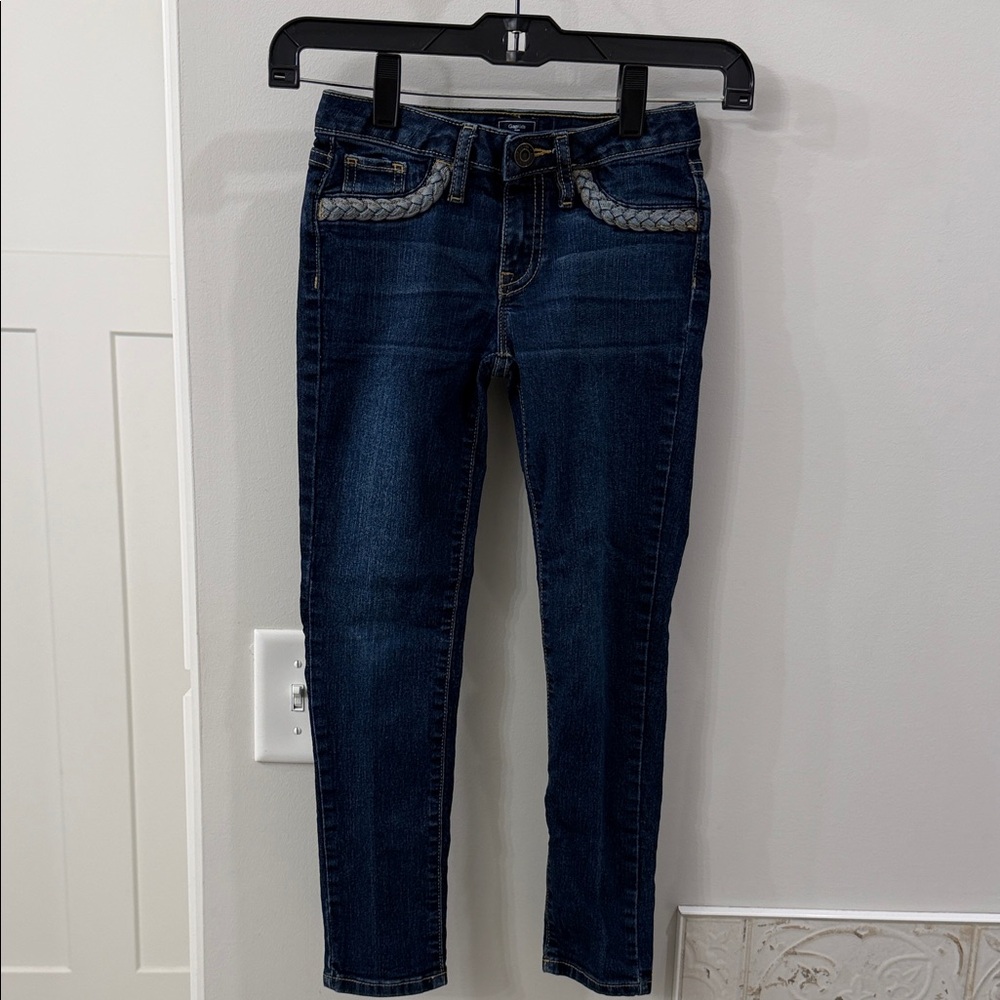 GAP Kids Dark Blue Super Skinny Fit Jeans with Braided Detail Size 7